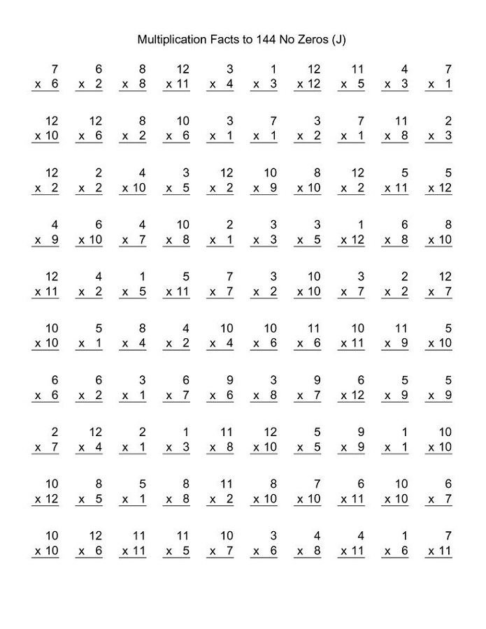 Printable Times Tables Practice Sheets