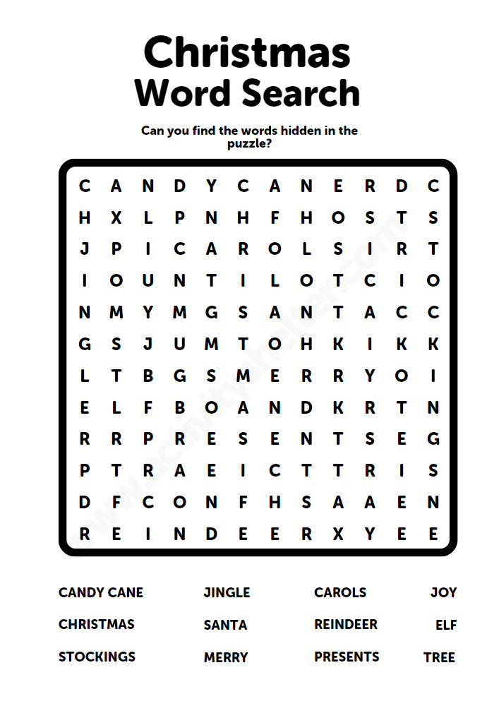 word puzzles for kids christmas