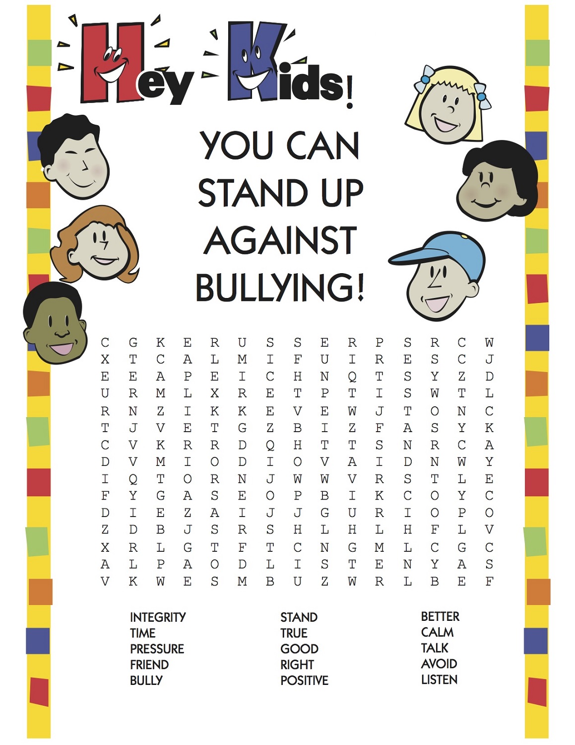 word search puzzle for kids bully