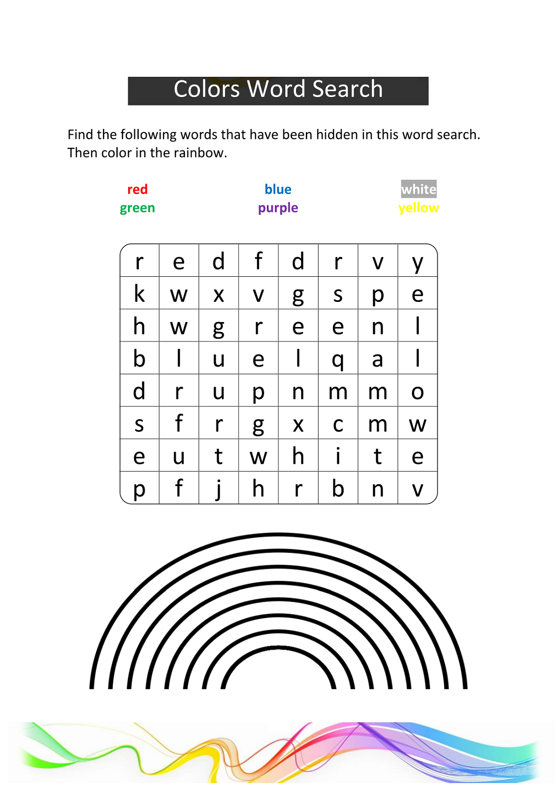 word search puzzle for kids color