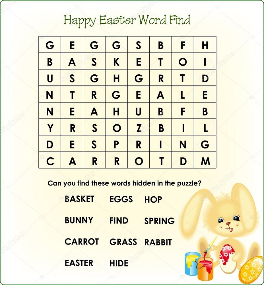 word search puzzle for kids easter