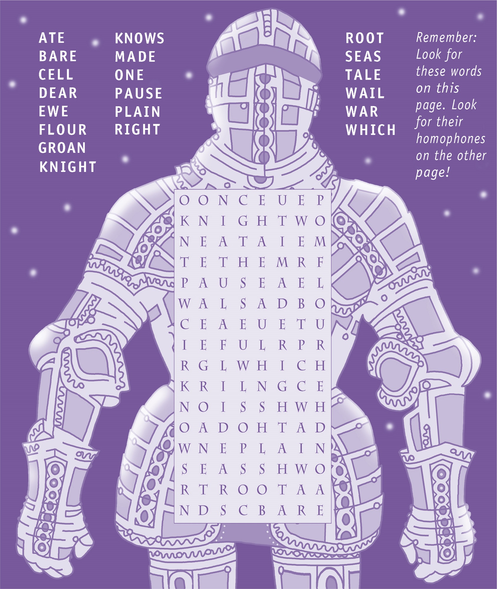 word search puzzle for kids medieval