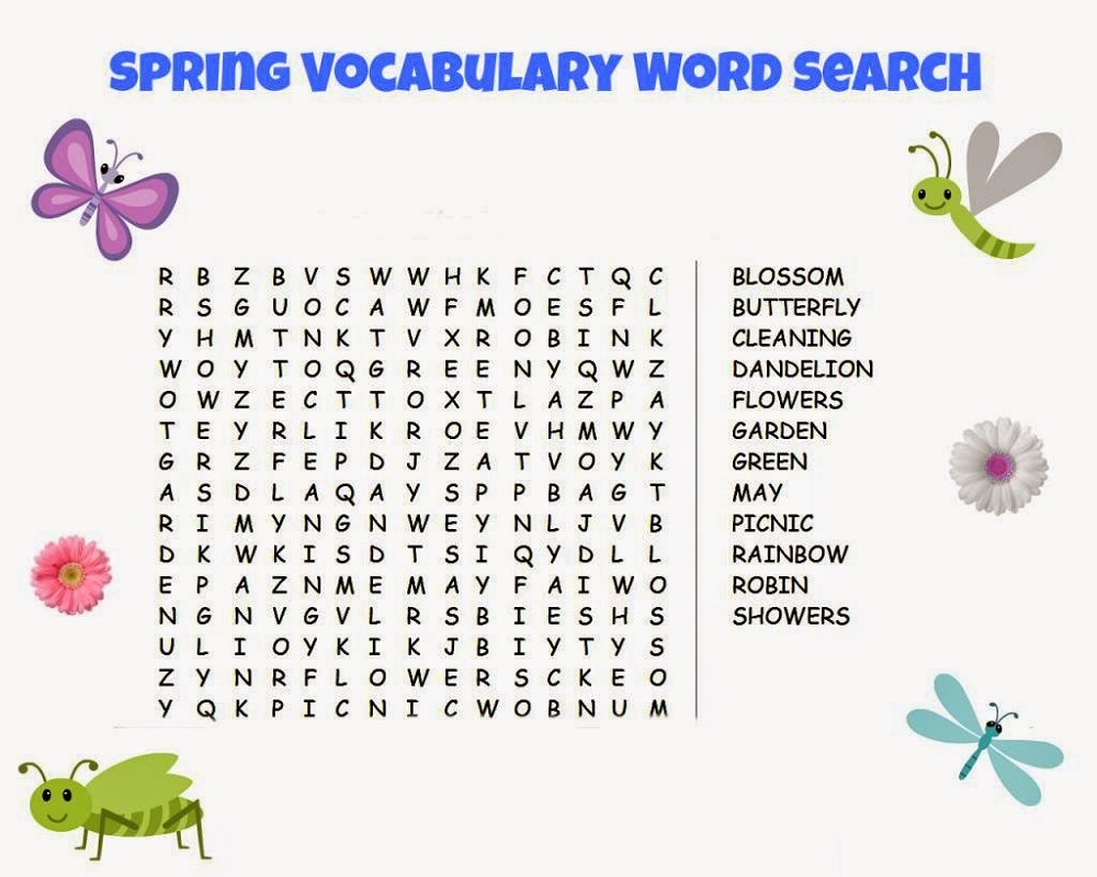 word search puzzle for kids printable