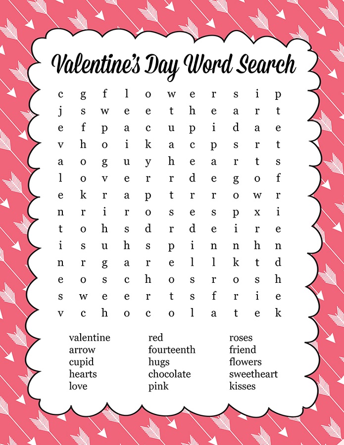word searches for kids valentine