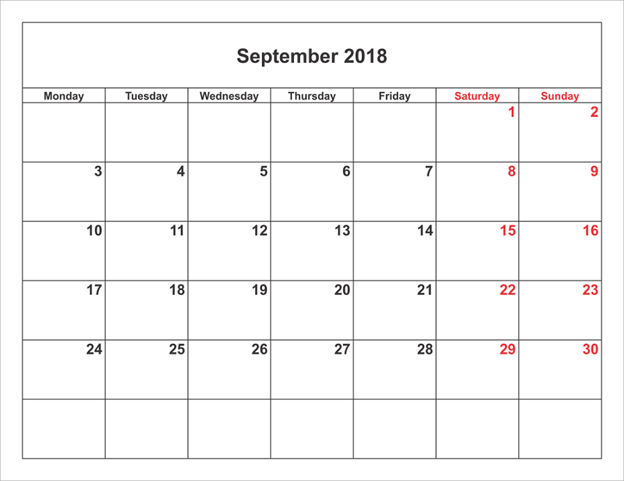 2018 monthly calendar printable free