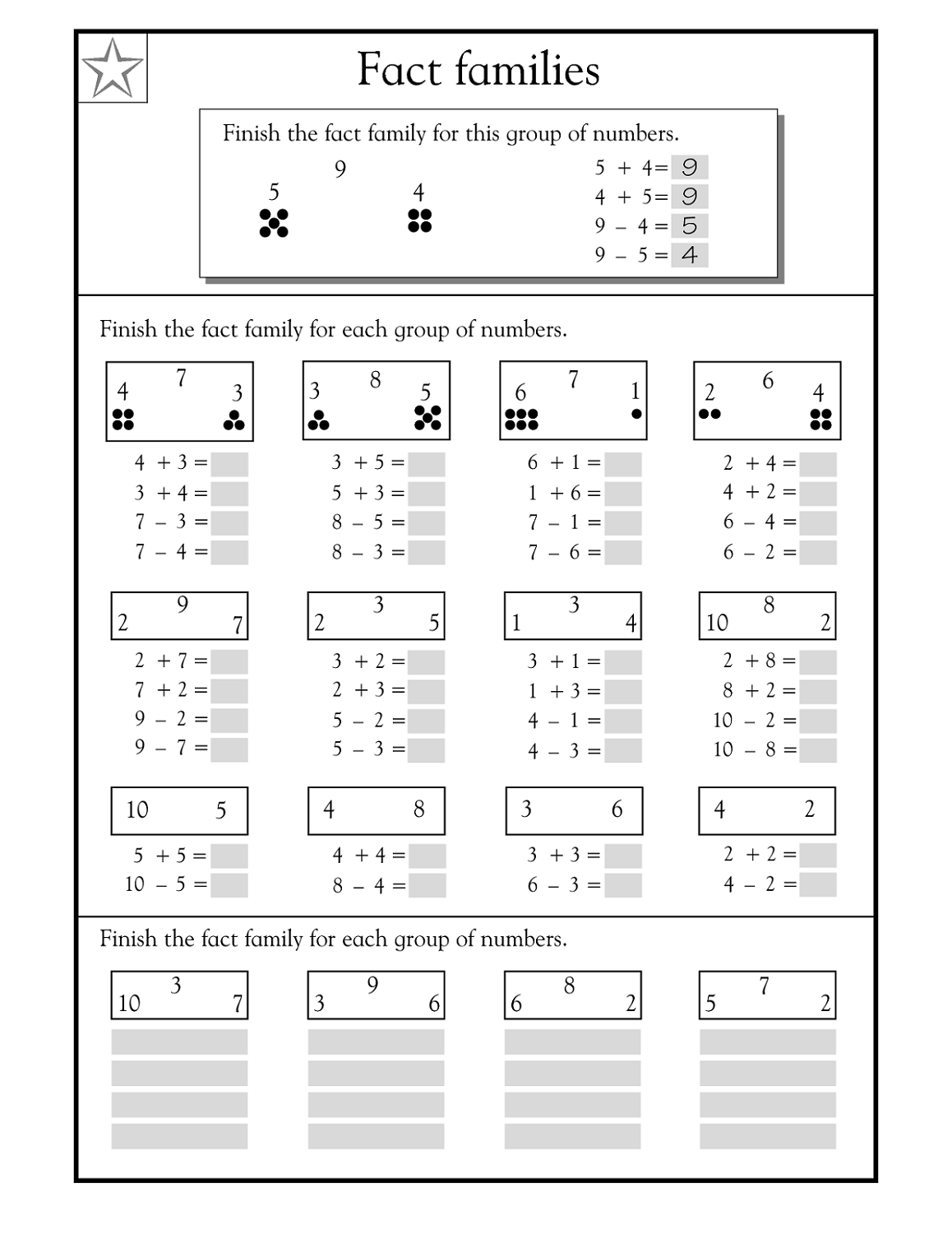 Fact Family Worksheets For First Grade Activity Shelter Fact Family Worksheets For First Grade Activity Shelter