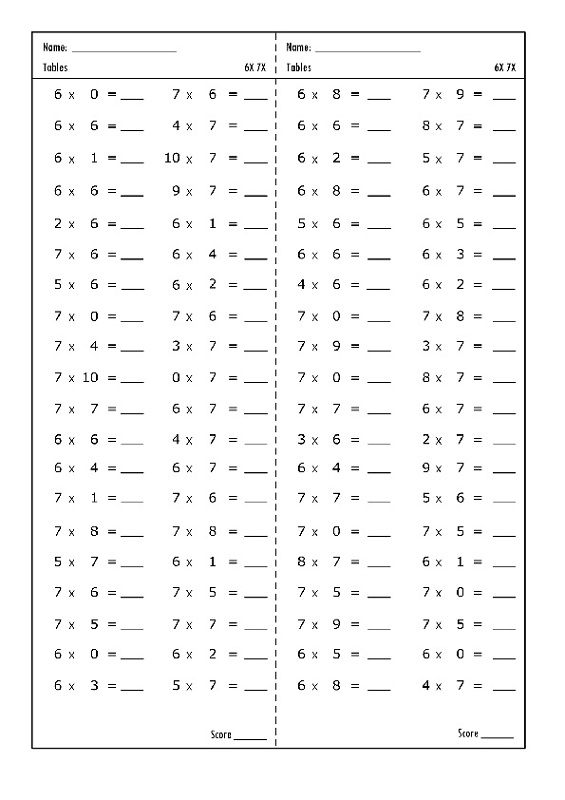 Free Times Table Worksheets Activity Shelter