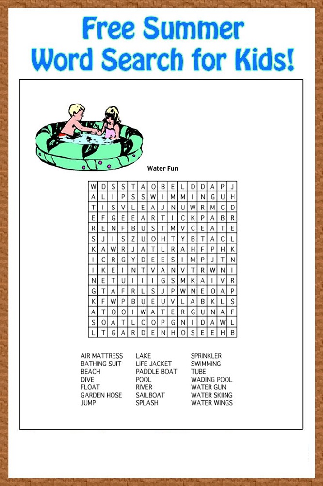 free word search puzzles for kids summer