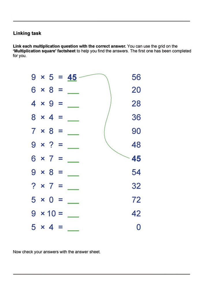 time table worksheet matching