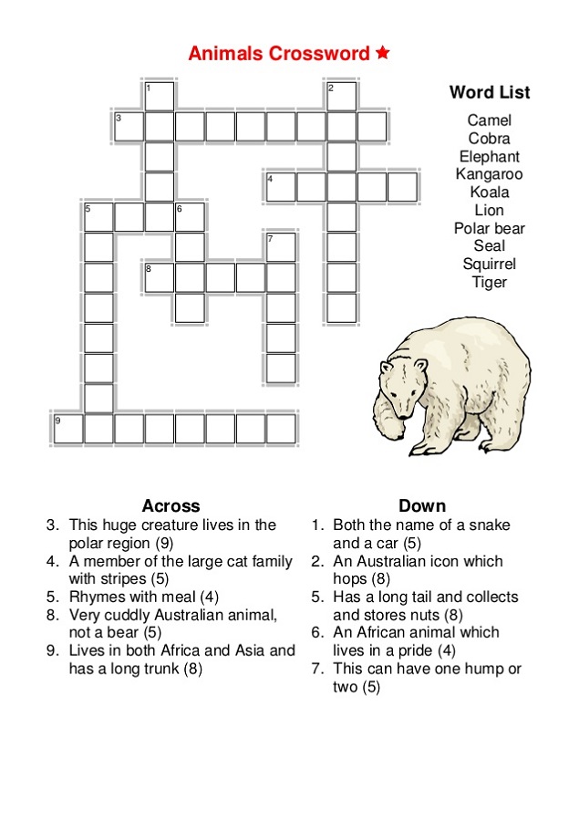 very easy crossword puzzles animal