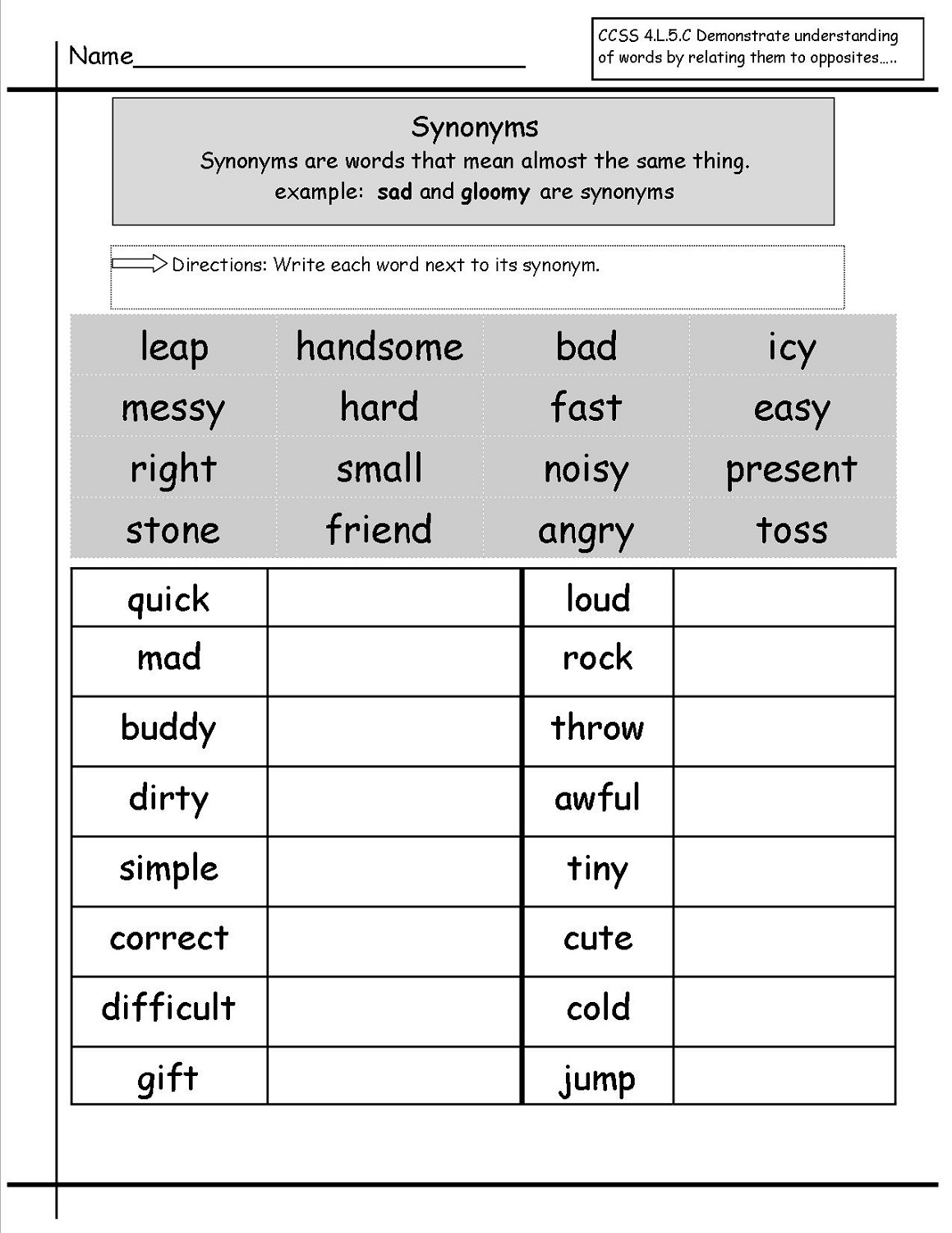 worksheets that work synonym