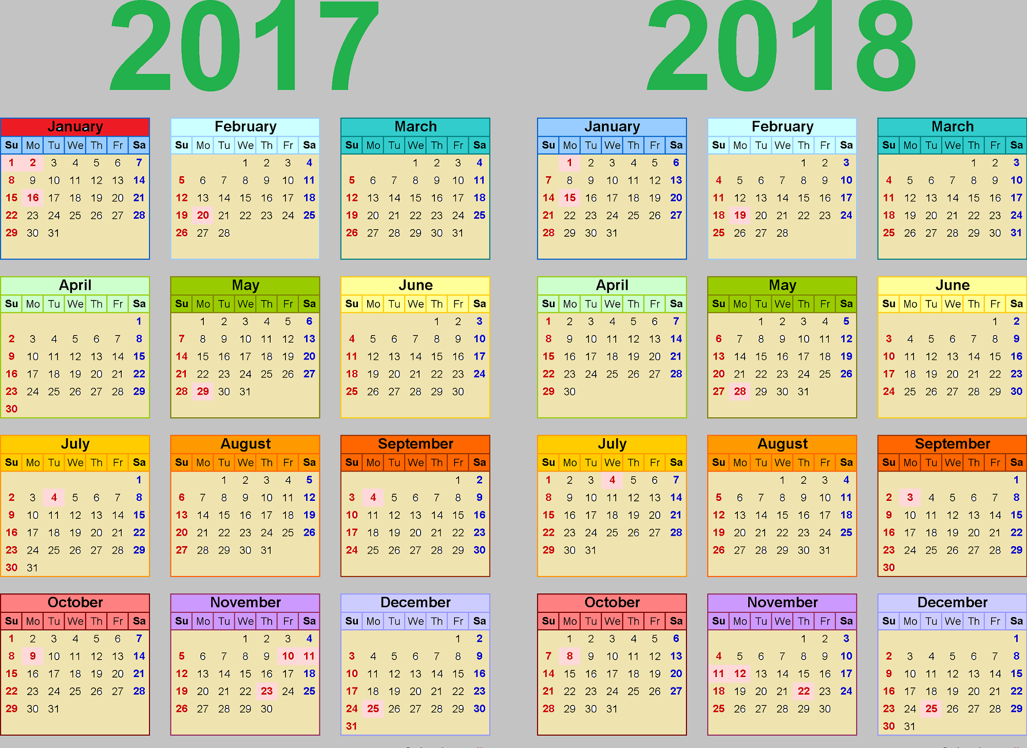 Yearly Calendar 2017 Yearly 2017 Calendar Blank Landscape Begqht