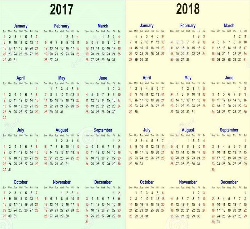 2017-2018 printable calendar color