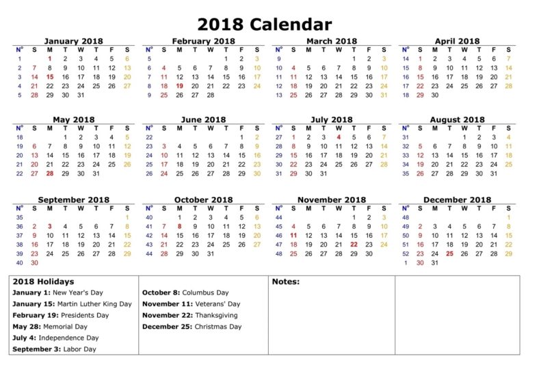 2018 Calendar Printable Activity Shelter