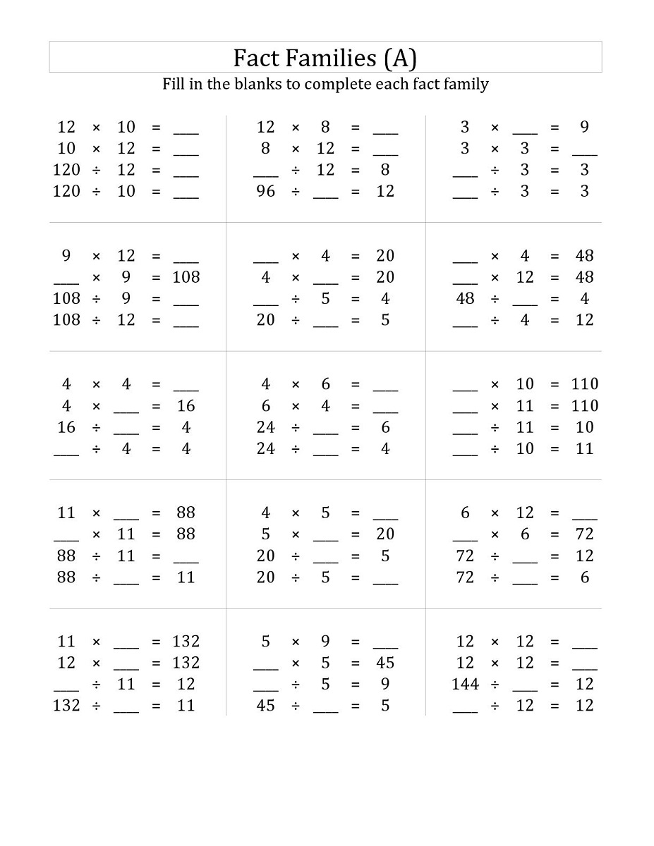 fact family practice math