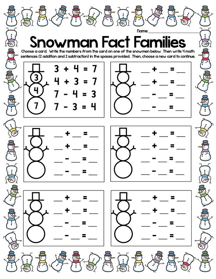 fact family practice printable