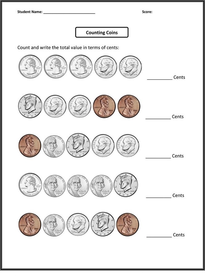 pictures of math worksheets coin
