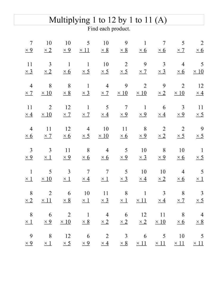 multiplication practice sheets 1 12