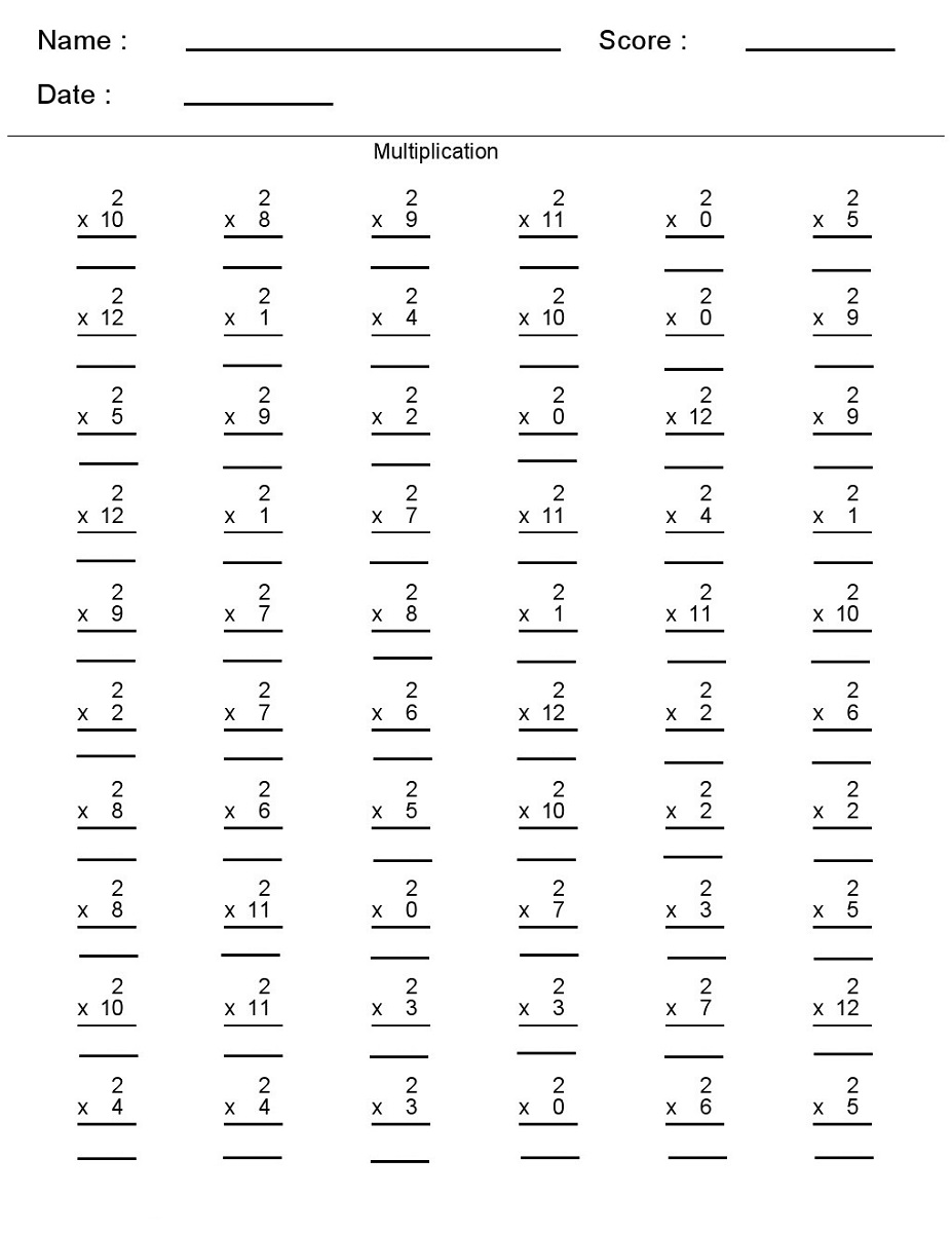 two times table worksheet 2nd grade