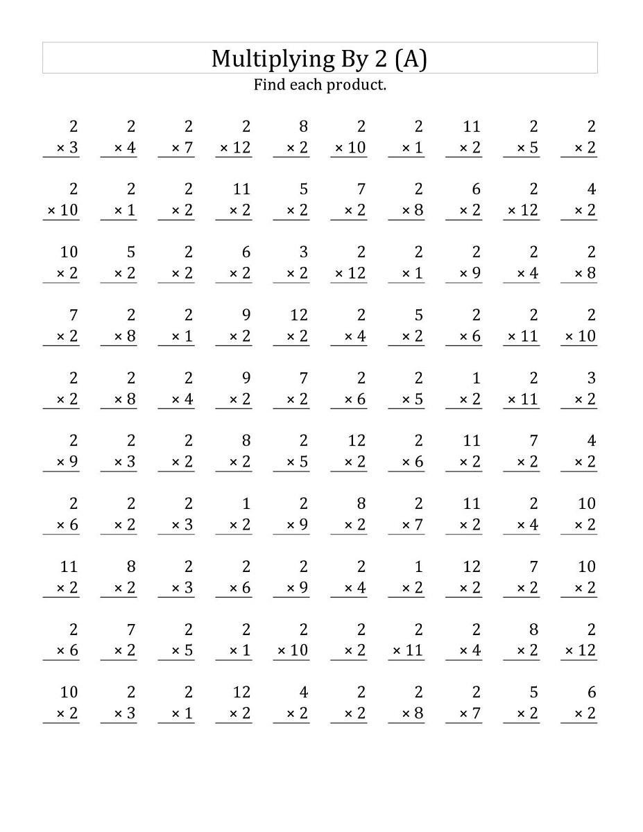 two times table worksheet printable