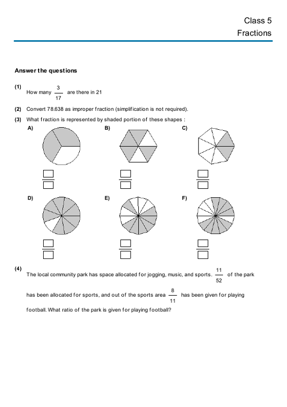 grade 5 math fraction