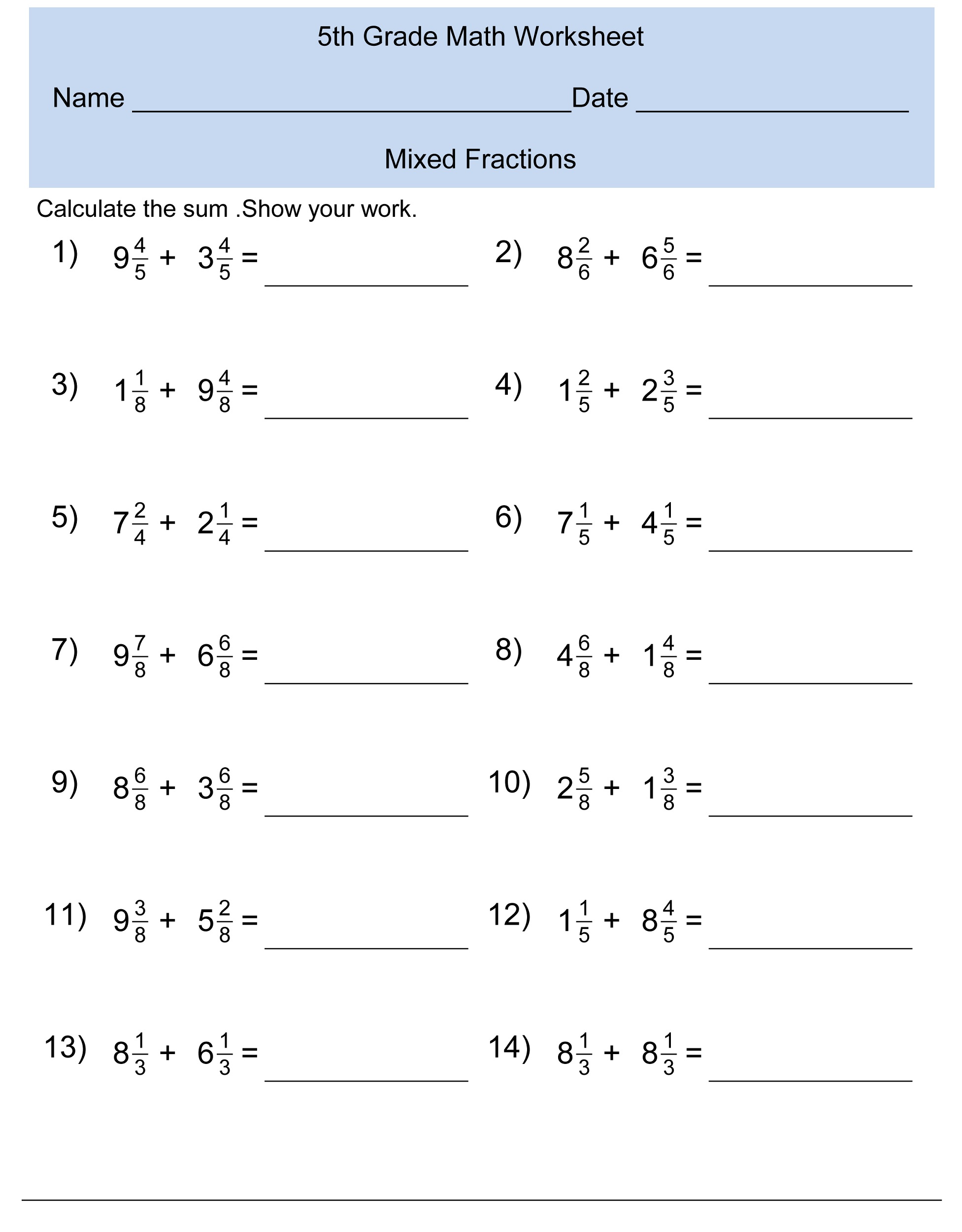 math worksheets grade 5 online