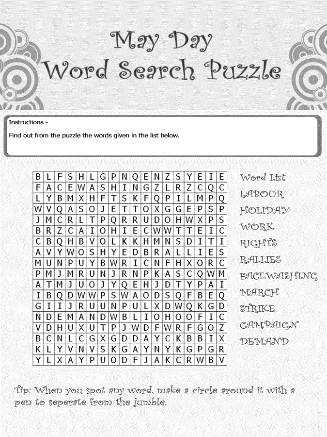 may word search day