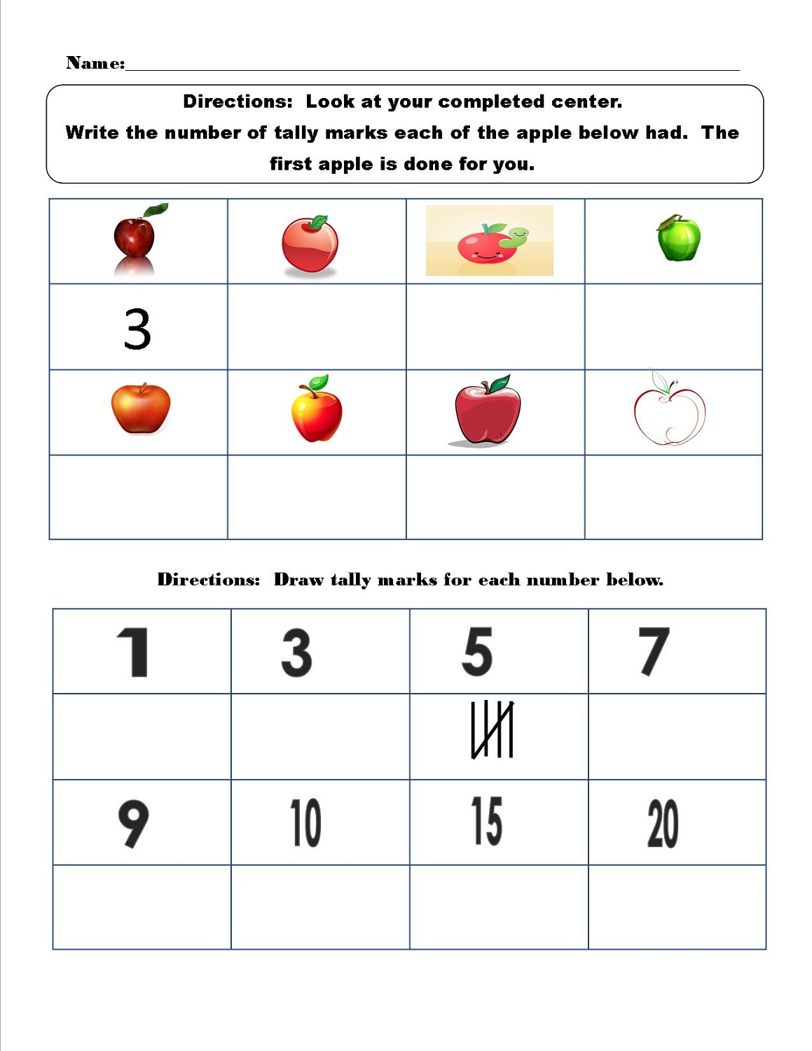 tally mark worksheet for kids