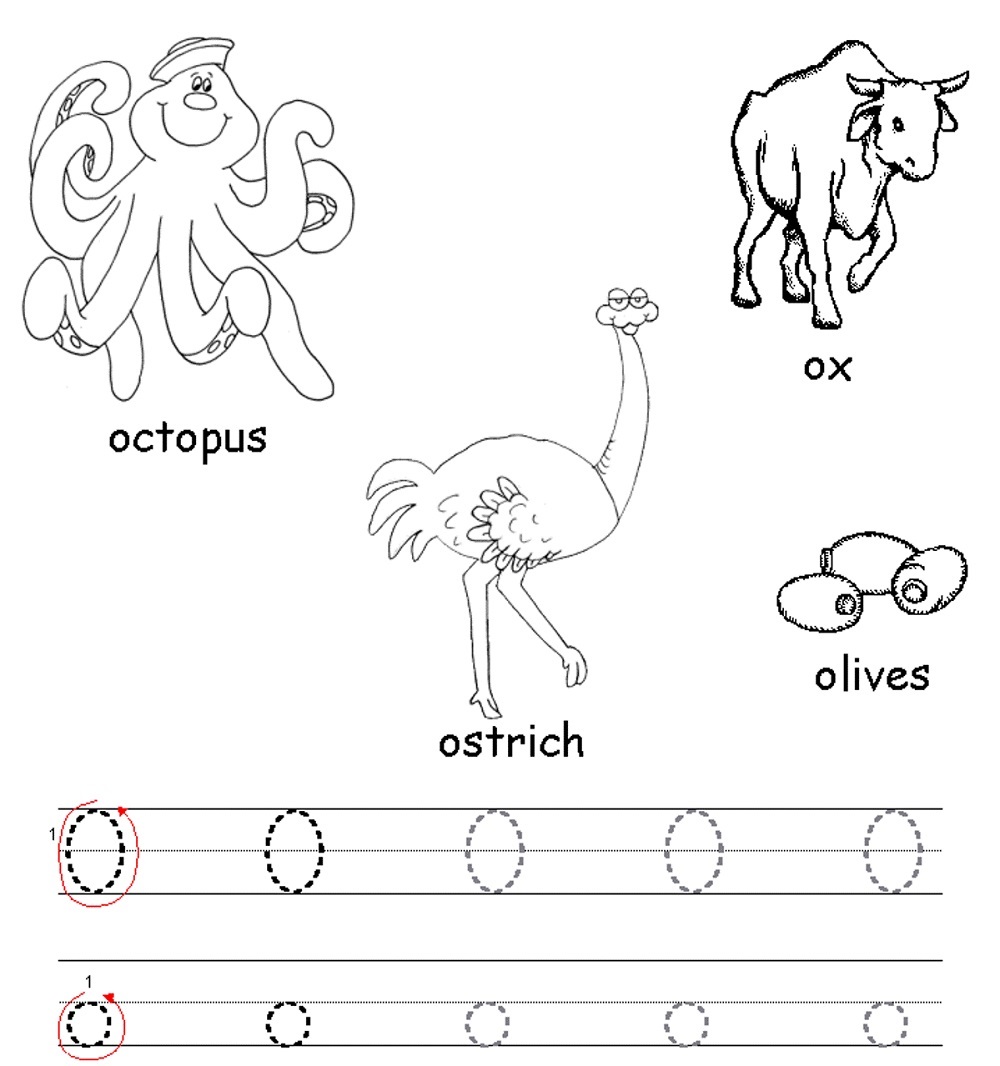 tracing letter o worksheets activity
