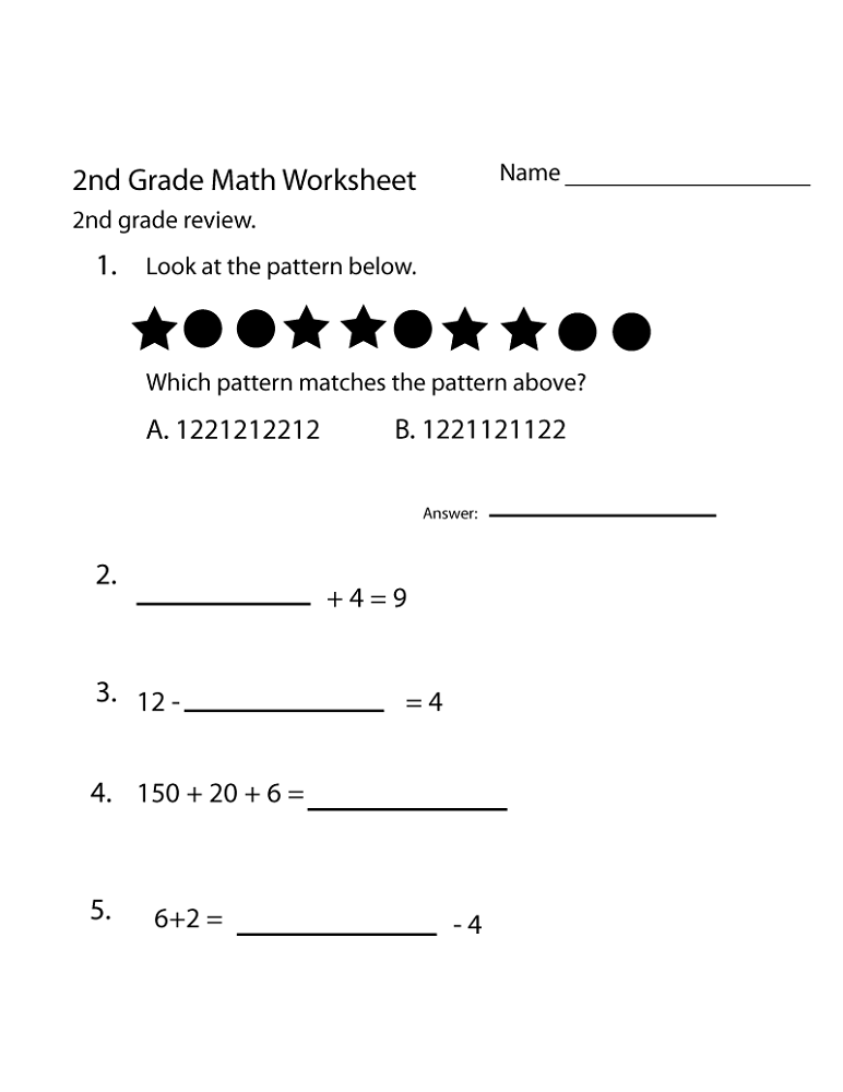 homework sheets for 2nd grade