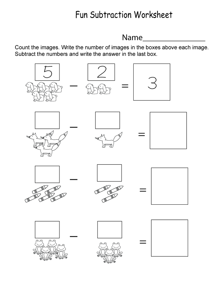 free kindergarten worksheets subtraction