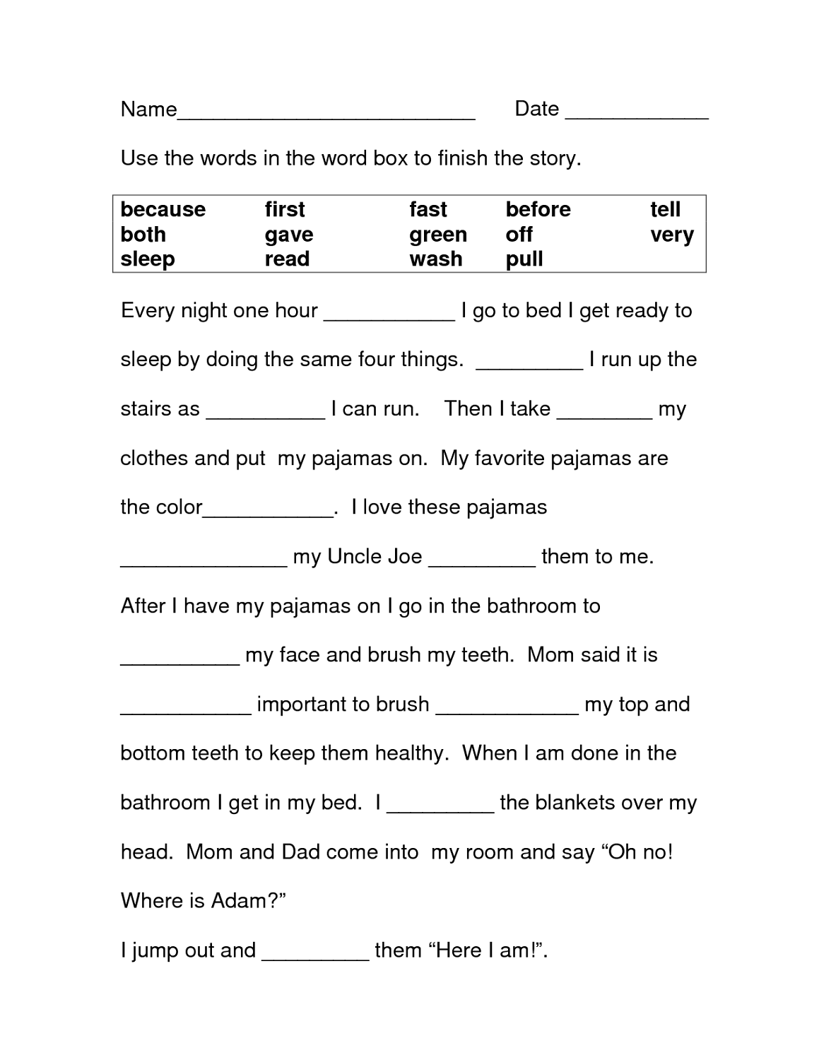 free printable literacy worksheets filling