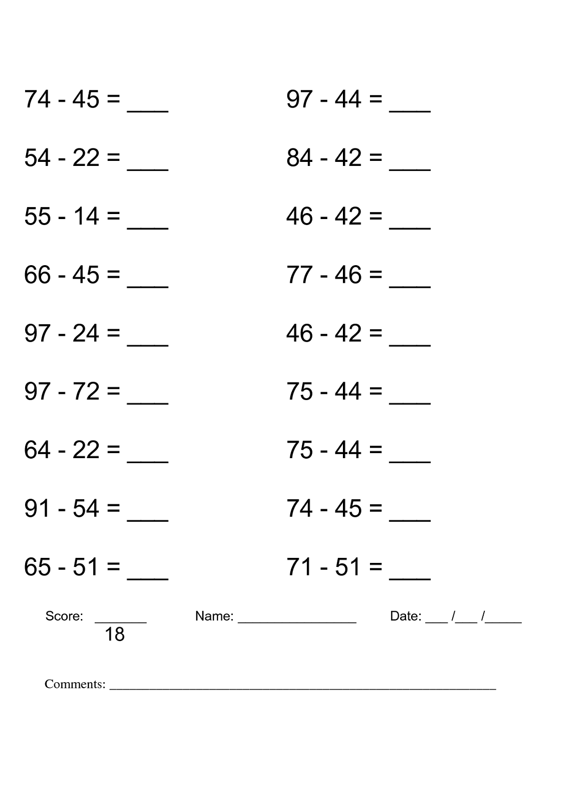 free printable math worksheets to print