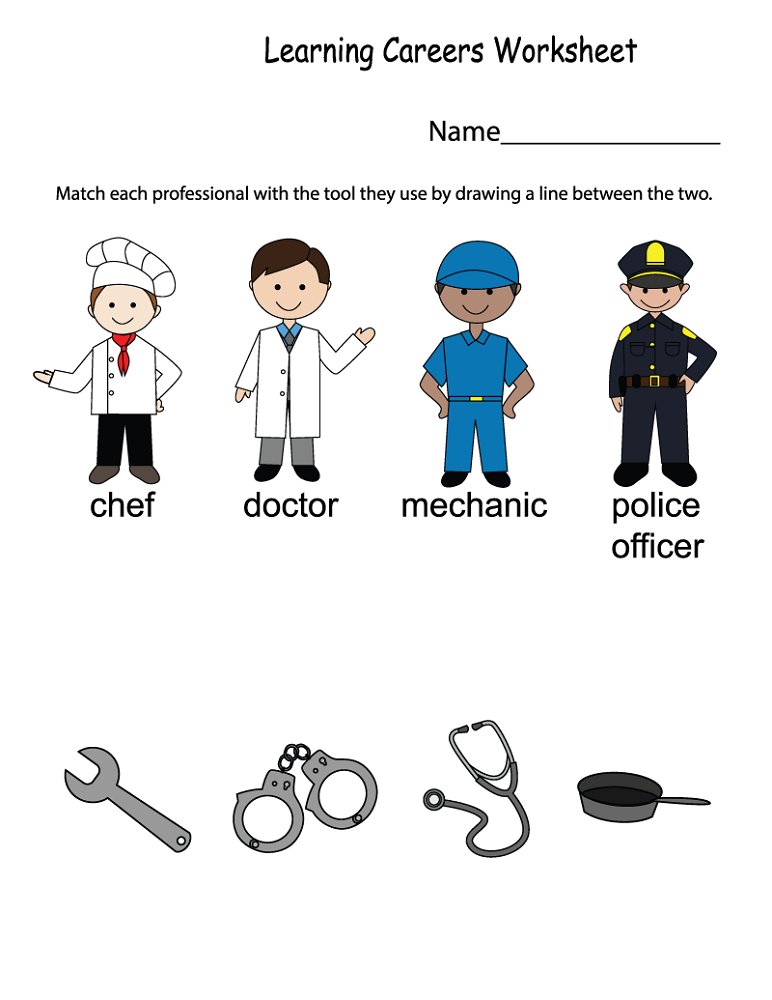 free worksheets for kids occupation