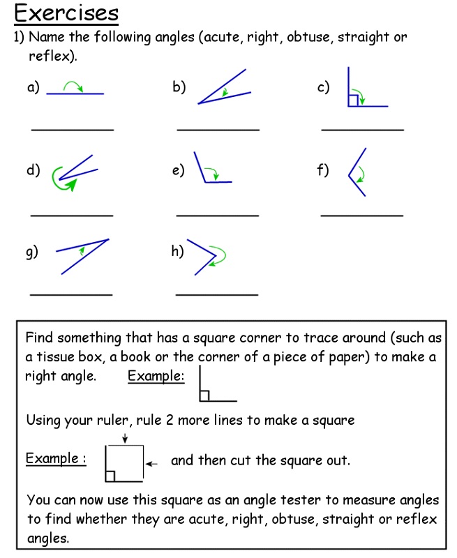 year 5 maths worksheets printable angle