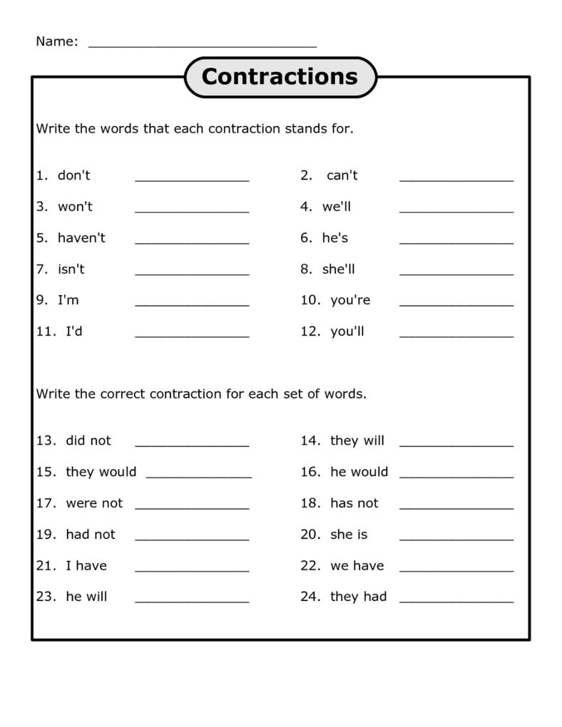 Educational Worksheet For 3rd Grade