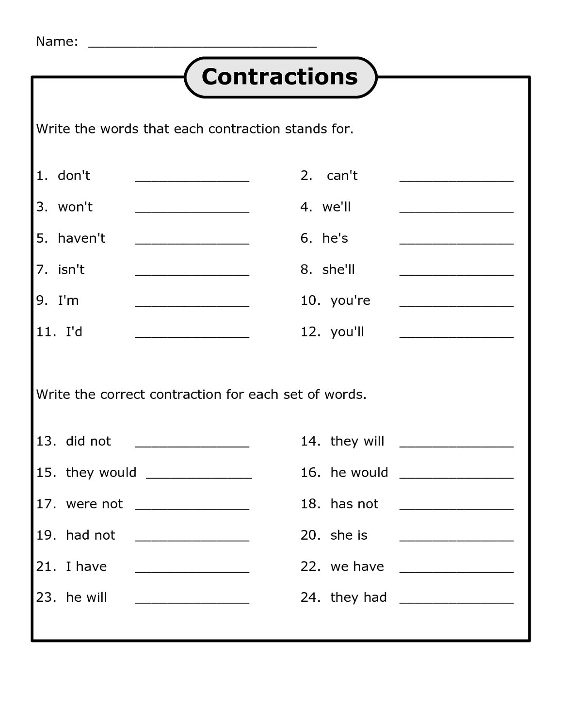 free educational worksheets grammar