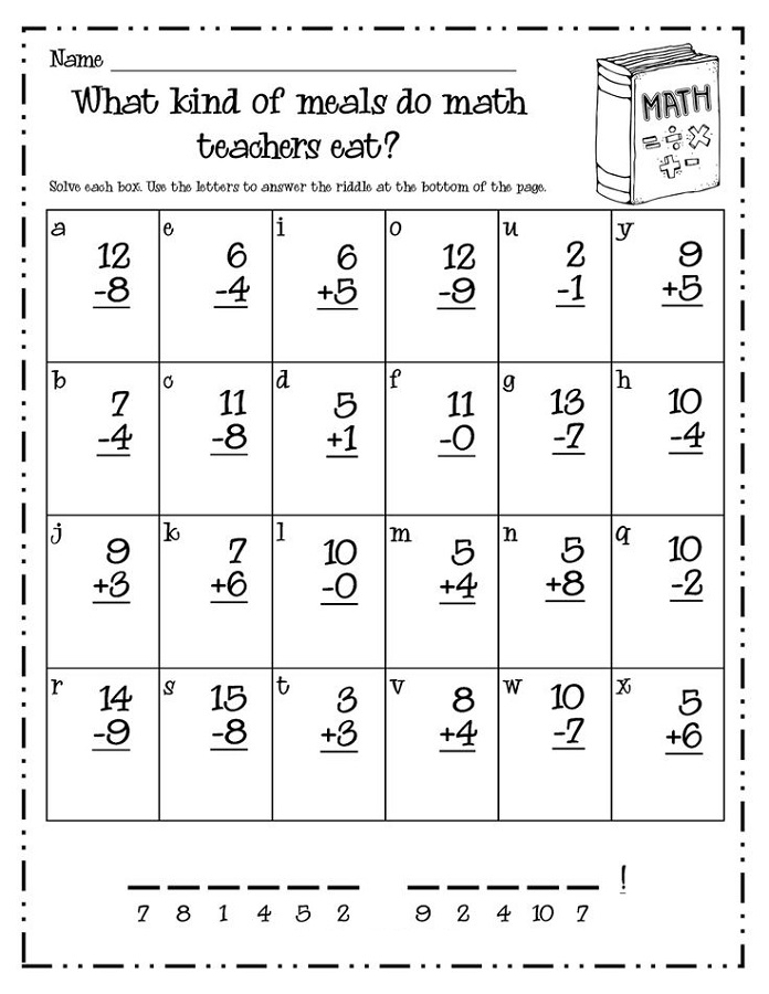 Free Printable First Grade Math Worksheets