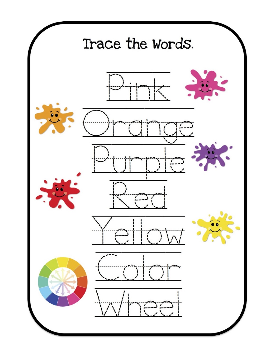 free preschool worksheets to print words