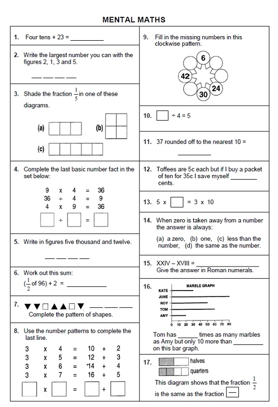 maths for year 5 free worksheets test
