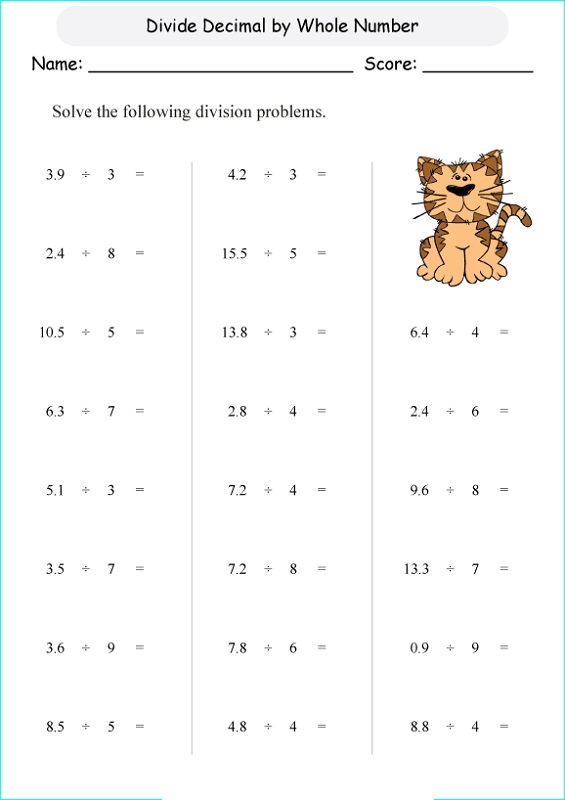 primary 4 maths worksheets decimal