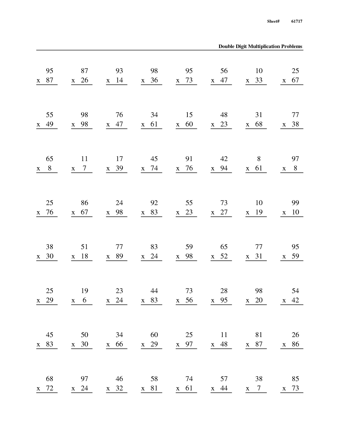 free math problems multiplication