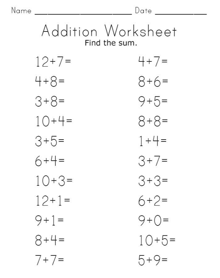 math-sheets-printable