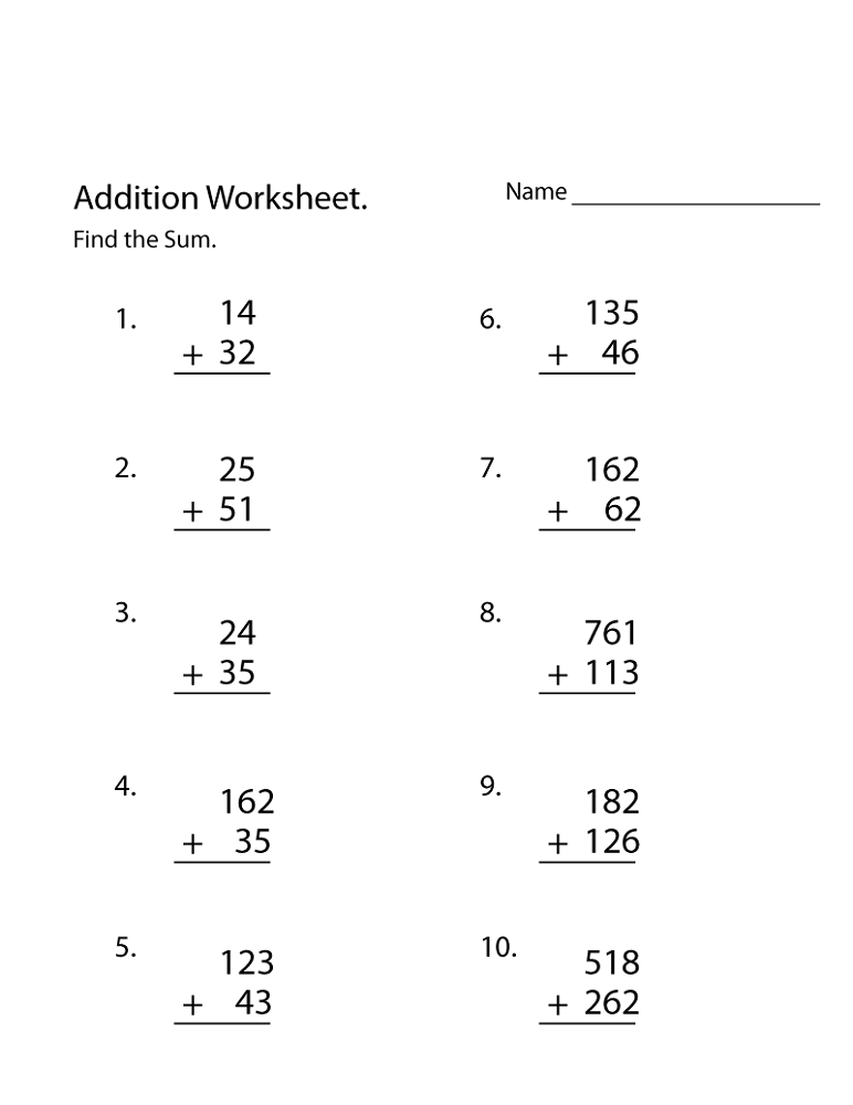 free printable math sheets addition