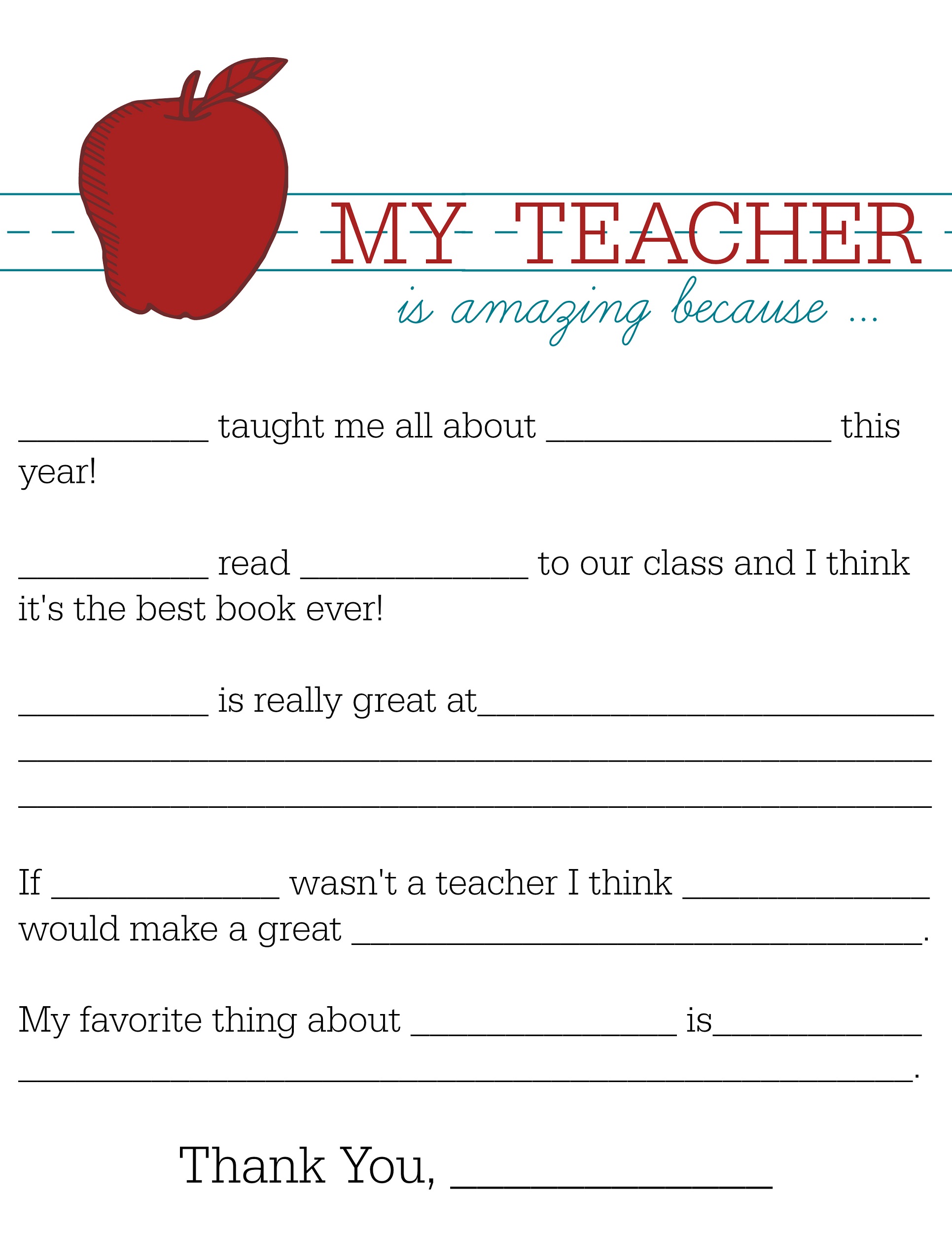 free printables for teachers experience