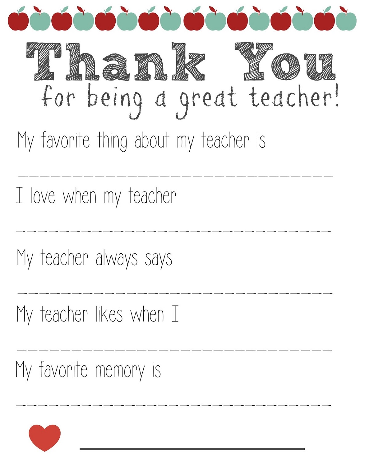 free printables for teachers thank you