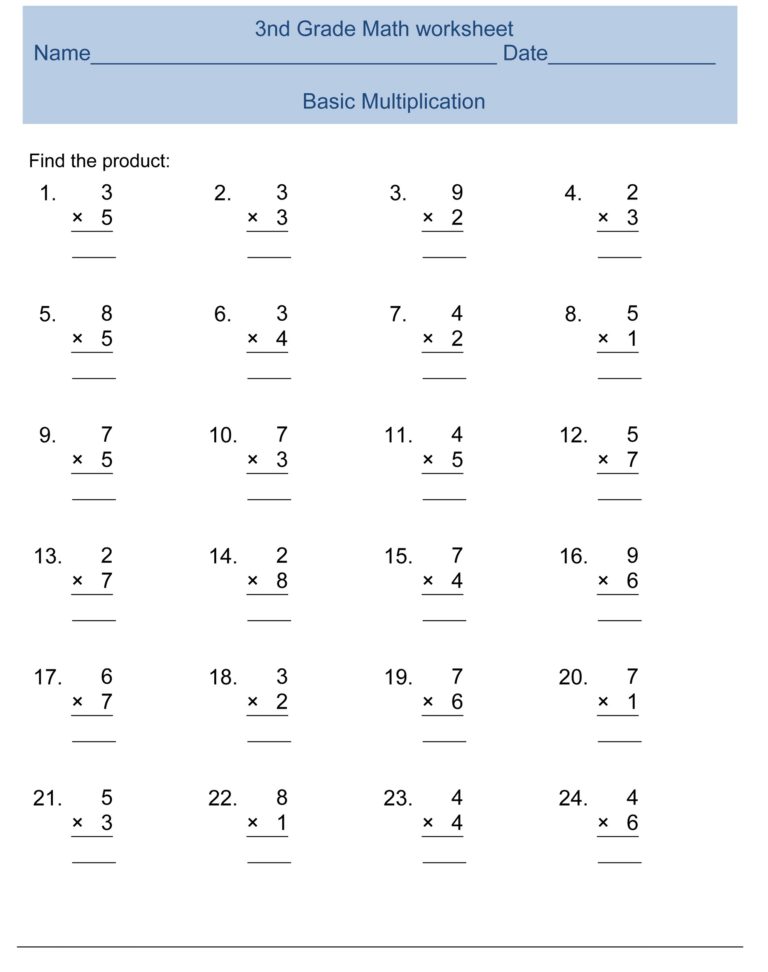  Third Grade Math Worksheets Activity Shelter