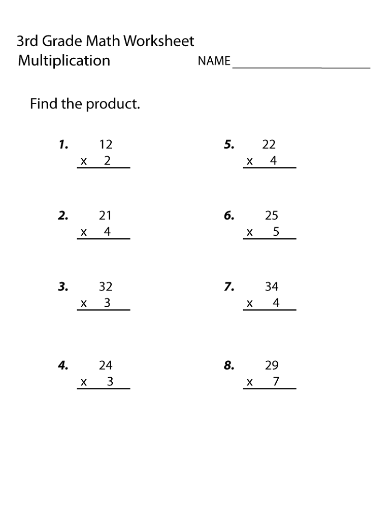 free third grade math worksheets multiplication