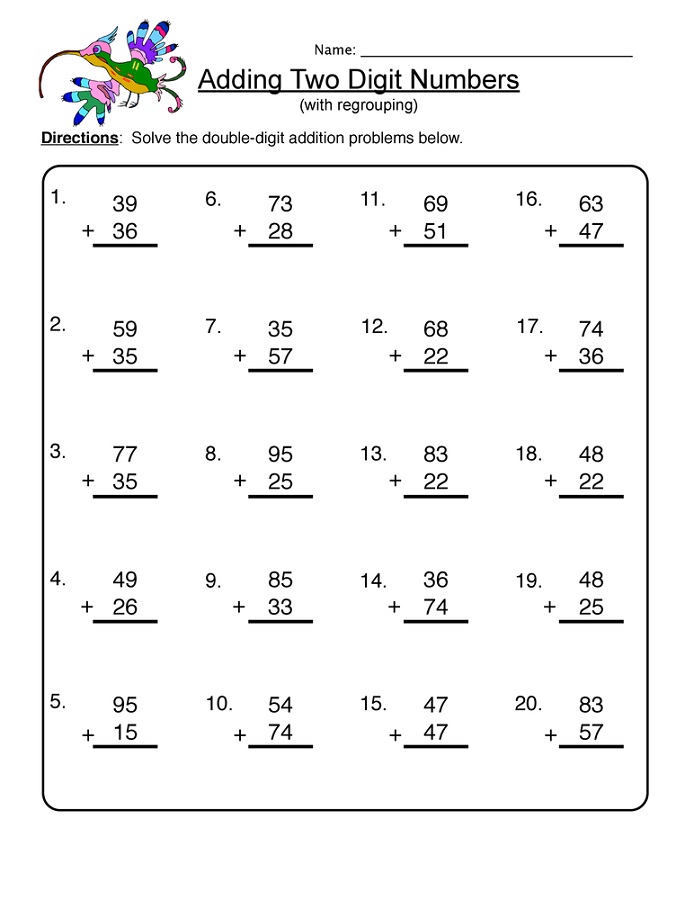 mathematics printable worksheets addition