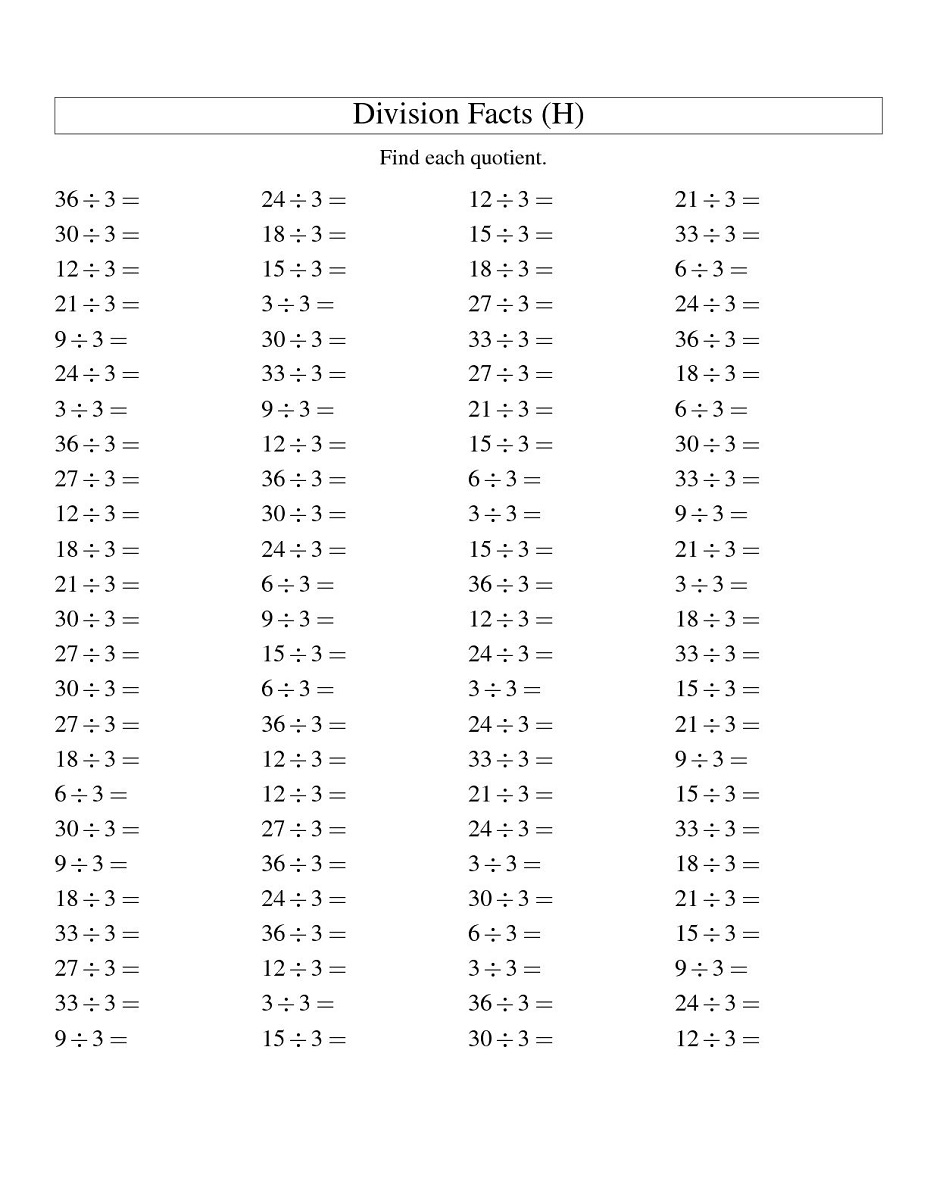 mathematics printable worksheets division